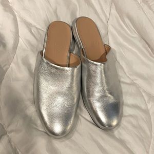 Never worn J Crew Slip-on mules in metallic leather size 9.5